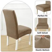 Ystyle 2 Piece Velvet High Back Chair Cover, Universal Chair Covers, Stretch Cat Scratch Resistant Chair Cover, High Back Chair Cover, Living Room Chair Cover - Camel - View 6