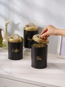 NYKAINMAN Multi-Purpose Reusable Metal Containers, Suitable For Tea, Sugar, Coffee Beans, Food Storage, Kitchen Essentials - Black - View 5