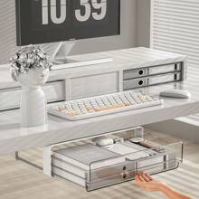 1 hộp đựng đồ dùng để bàn không cần khoan, hộp đựng đồ dùng văn phòng phẩm cho ký túc xá, hộp đựng đồ dùng ẩn trên bàn làm việc, hộp đựng mỹ phẩm - trắng - Xem 1