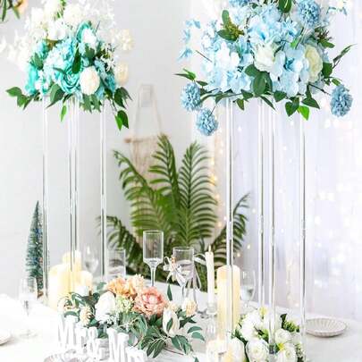 透明亚克力装饰花架 - 多功能方形/圆形婚礼桌中心装饰展示架，适用于家庭、婚礼和派对装饰户外装饰