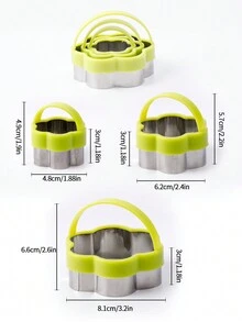 3 件套不锈钢饼干切刀套装带手柄 - 心形、星形、梅花形、圆形，非常适合圣诞节、感恩节烘焙和礼物 - 彩色 - 查看 7