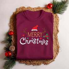 T-Shirt Blouse Unisex Cotton Christmas Santa Claus Hat Summer December Parties - Rỉ Nâu - Xem 4