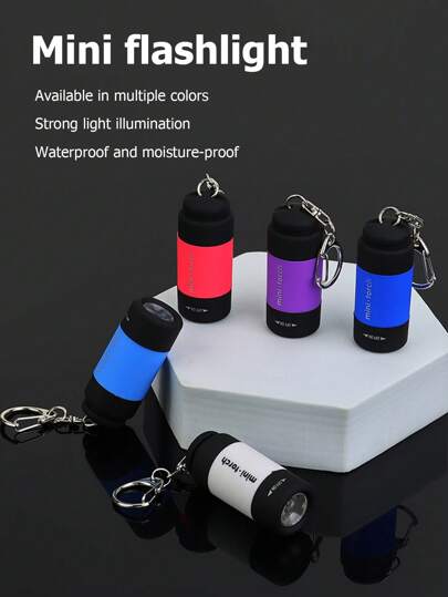 1pc Mini USB Rechargeable Portable Flashlight, Copper Clasp, Compact Torch Light, Camping Lamp Outdoor Gear, Copper Metal Small Flashlight, LED Super Bright LED Cute Mini Pocket Flashlight Keychain, Multi-Function Plastic Small Flashlight, Bright Waterproof Gift For Outdoor Nighttime Lighting