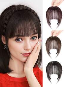 Air Bangs Wig Female Forehead Fishbone Braid Headband Bangs Integrated Single Braid Headband Bangs