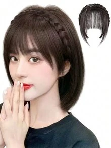 Air Bangs Wig Female Forehead Fishbone Braid Headband Bangs Integrated Single Braid Headband Bangs