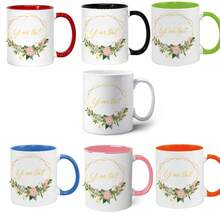 1 个，11 盎司定制马克杯，带花卉图案和金色饰边，清新可爱，适合作为送给女性、女朋友、最好的朋友、母亲和家人的礼物，有粉色和黑色可供选择 - 多色 - 查看 3