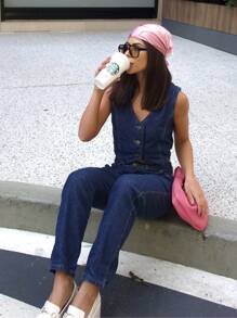 Women's Mom Jeans High Waist Premium Straight Pocket Luxury Comfortable New Loose - 查看 3