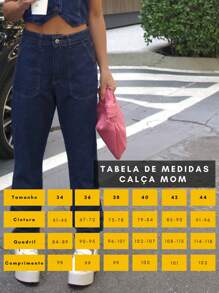 Women's Mom Jeans High Waist Premium Straight Pocket Luxury Comfortable New Loose - 查看 8