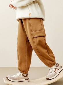 mini bala 男童和女童厚休闲裤 2024 冬季新品 - 咖啡 - 查看 3