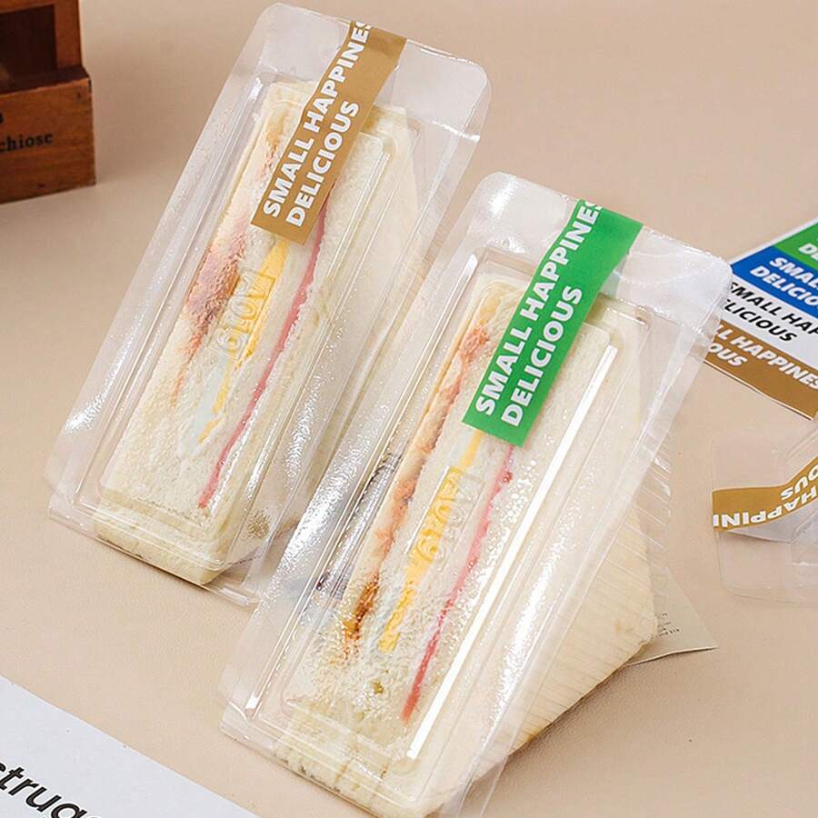 5/10/20 套透明三明治包装盒带贴纸，蛋糕食品储存容器 - 透明 - 查看 1