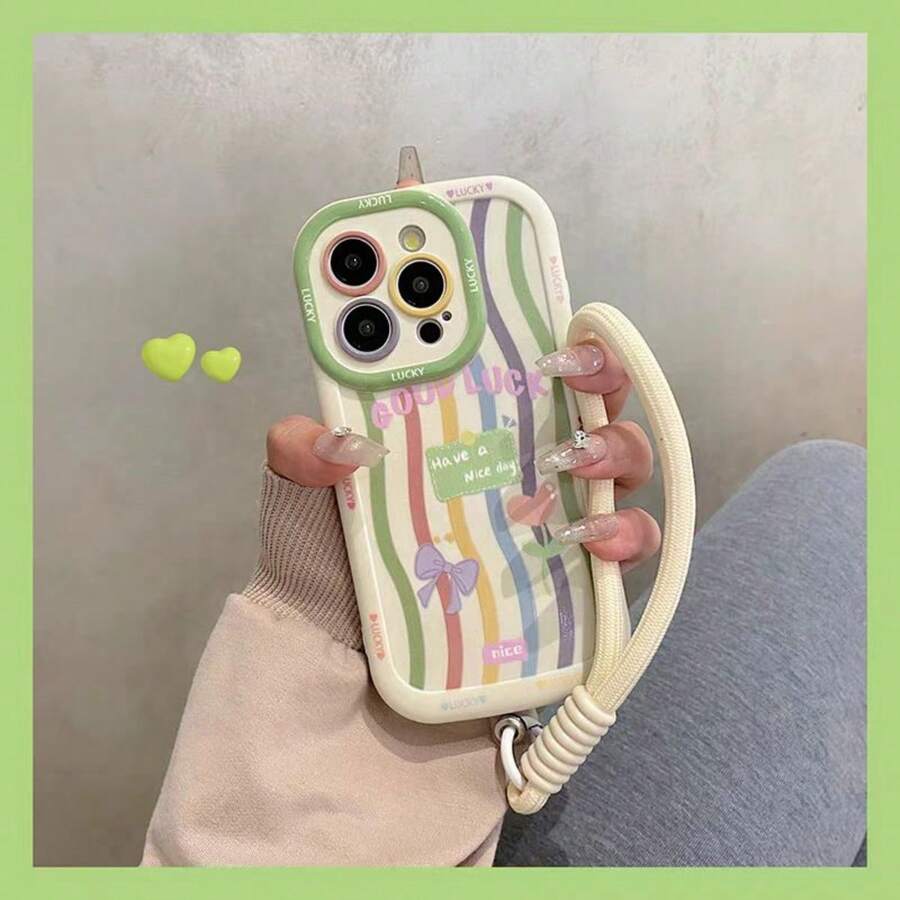 Ốp điện thoại trái tim sọc mới Phone Charm tương thích với Apple IPhone 16 Pro Max/ IPhone 15 Pro/ IPhone 14/ IPhone 13/ IPhone 12/ IPhone 11/ IPhone X/ Xs/ Xr/ Xs Max/ 8 Plus/ 7 Plus, Ốp bảo vệ chống sốc - trắng - Xem 1