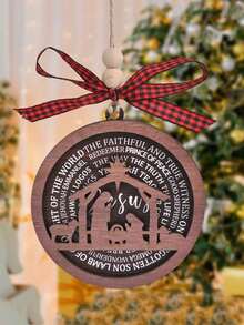 1 件耶稣降生双层木制装饰品圣诞装饰室内室外装饰理想的基督教礼物欢迎回家和户外标志个性化礼物 - 彩色 - 查看 10