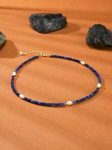 1 chiếc vòng cổ choker bằng pha lê tự nhiên và ngọc trai mạ vàng 18K dành cho nữ - Nhiều màu - Xem 4