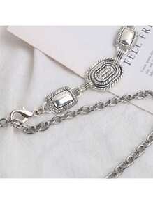 Cinto Corrente Feminino De Cintura Fashion Blogueiras dançando de moda e Metal - Prata - Visão 5