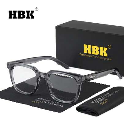  HBK 时尚光学镜架新款 TR90 方形大框复古艺术装饰休闲透明眼镜男女通用，户外旅行假日街头摄影购物节礼物