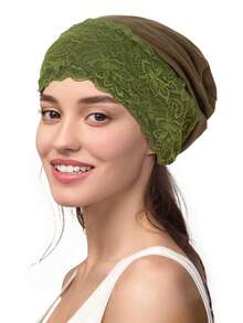 1 chiếc mũ ren cho phụ nữ Hồi giáo, mũ che phủ hóa chất màu trơn, nhiều màu - A - Xem 14