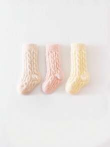 3 双儿童冬季厚毛绒衬里中筒袜，保暖隔热地板袜让宝宝双脚保持舒适 - 彩色 - 查看 13