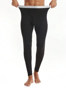 3 pièces Set de sous-vêtements extensibles thermiques pour hommes, comprenant un sous-pantalon de sport ajusté et élastique pour l'automne/l'hiver
