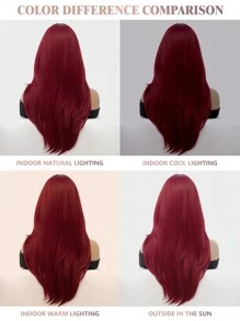 勃艮第假发 优雅简约 化纤耐热假发 长直发 分层假发 迷人红色 26 英寸假发 自然外观带刘海 日常女生派对 自然发质 休闲街头耐热假发 - 酒紅色 - 查看 9