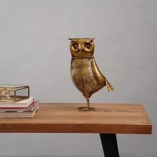 Bbh Homes Llc BBH Homes Antique Gold Owl Tea Light Candle Holder Large 13x7 Small 10x5 -Friendly - Gold - View 2
