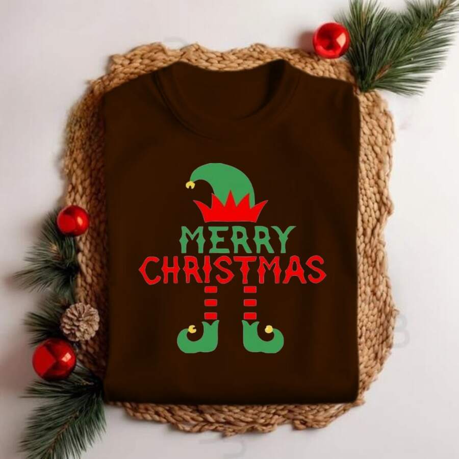 Merry Christmas Personalized Blouse Christmas Theme Cute Ootd Look - 鏽棕色 - 查看 1