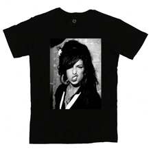 Amy Winehouse T-Shirt Singer Music Shirt Blouse Unisex Men Women 100% Cotton Top Premium Streetwear New Release Fast Shipping Various Colors!! Plus Size - 黑色 - 查看 1