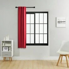4 pièces/1 pièce/2 pièces Jeu de panneaux de rideaux occultants, disponible en plusieurs tailles, style avec sangle/style avec poche pour tringle/style pince, rideaux de couleur unie isolés thermiques assombrissant la pièce pour le salon, le bureau, la chambre à coucher, taille courte disponible pour les rideaux de cuisine, rouge - Rouge - Voir 52
