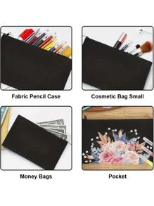 1pc Customized Women's Clutch Bag, Customized Text, Name, Blessing, Unique, Spacious, High-Quality, Fashionable, Casual, Minimalist, Custom Name, Text, Cosmetic Bag, Storage Bag - Black - View 8