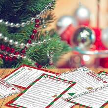 24 张节日圣诞趣味派对游戏卡，非常适合节日派对、办公室派对和家庭趣味问答活动、成人年度节日活动、圣诞派对装饰、电影和歌曲问题 - 紅白色 - 查看 4