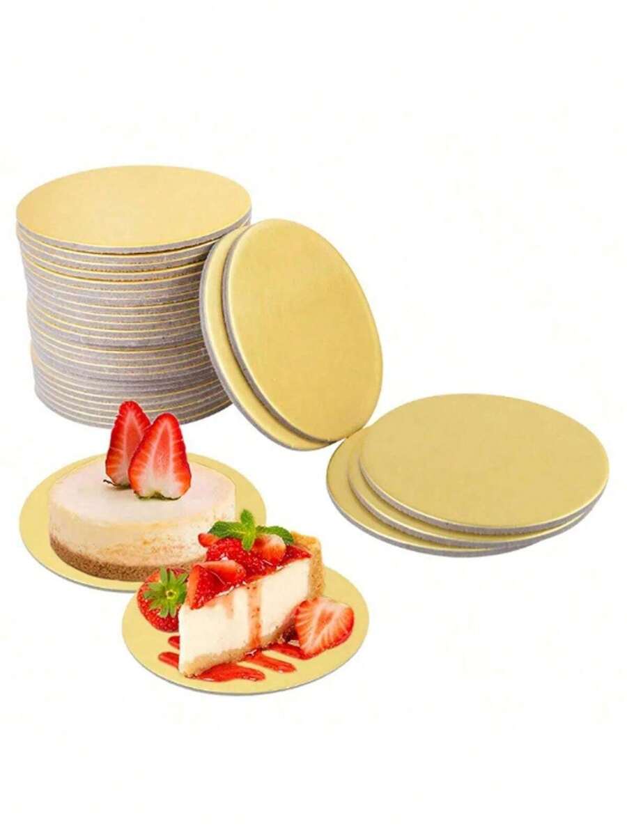 20/50/100pcs Mini Round Cake Boards, Gold Mousse Dessert Stands