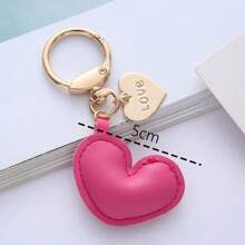 1 chiếc móc khóa hình trái tim bằng da tối giản Unisex & mặt dây chuyền cho túi cặp đôi Quà tặng Giáng sinh Quà tặng Lễ Tạ ơn Trang trí Giáng sinh Y2K Mùa đông Màu hồng Quà tặng cho phụ nữ Ngày lễ tình nhân - Màu Hồng Tươi - Xem 2