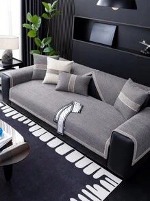 1pc Solid Color Chenille Sofa Cover, 100% Polyester, Pet-Friendly, Fits Single Seater, 2-Seater, 3-Seater, 4-Seater And Modular Sofas, Suitable For Living Room, Bedroom, Office, All Seasons | Modern Minimalist Style | Home Decor Sofa Slipcover