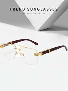 1 chiếc kính mát Plano cơ bản trang trí bằng kim loại, thường ngày để đeo hàng ngày - màu nâu - Xem 2