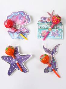 48个美人鱼主题棒棒糖盒，纸质卡片，适用于生日、婴儿派对、婚礼、派对用品、节日装饰、情人节等场合。 - 彩色 - 查看 9