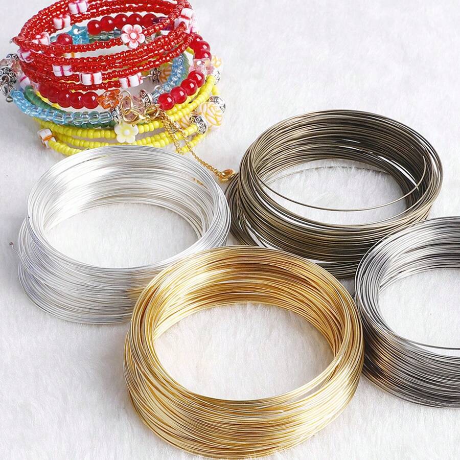 1pc Carbon Steel Memory Wire, 10/100 Coils, 4-Colors Available For DIY Jewelry Making, Multi-Strand Round Bracelets - Durable, Bendable, And Easy To Shape