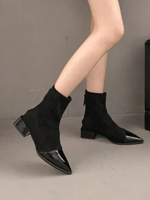 Women's Black Slim Boots 2024 Autumn Winter New Ankle Boots Pointed Toe Ankle Boots Fashion Flat Boots Plus Size Ladies - Black - View 5