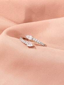 Nooxian 1 件简约高端微镶锆石蛇形设计女士戒指 - 銀色 - 查看 5