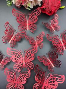 12 件/套全新 3D 镂空蝴蝶墙贴，婚礼派对装饰，家居墙面装饰贴纸，摄影背景装饰，适用于圣诞节、万圣节、情人节、母亲节、父亲节、婚礼、派对装饰、送给亲人的礼物、生日毕业