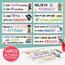 16PCS Poster giáo dục câu nói tích cực, tư duy phát triển truyền cảm hứng và động lực cho giáo viên và học sinh - Biểu ngữ và áp phích lớp học để trang trí nghệ thuật treo tường - Bảng thông báo và đồ trang trí tường cho trường mẫu giáo, tiểu học và trung học cơ sở - Nhiều màu - Xem 11