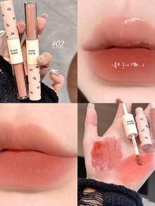 Brillo de labios doble espejo y mate 2 en 1, brillo de labios hidratante con aceites esenciales, tinte labial líquido brillante, labios hidratados y talla grande voluminosos, glaseado labial dulce de larga duración - Multicolor - Ver 4