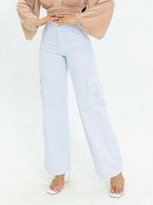 WOMEN'S WHITE CARGO JEANS - 白色 - 查看 4