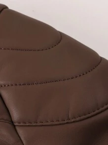 LEDUNTINO 男士时尚拉链休闲户外加厚抓绒皮夹克，运动风，纯色，飞行员夹克，街头风，男友礼物，男士秋冬夹克上衣，立领，机车风，防风，风衣，男士皮夹克春秋外套 - 咖啡棕 - 查看 5