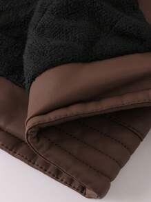 LEDUNTINO 男士时尚拉链休闲户外加厚抓绒皮夹克，运动风，纯色，飞行员夹克，街头风，男友礼物，男士秋冬夹克上衣，立领，机车风，防风，风衣，男士皮夹克春秋外套 - 咖啡棕 - 查看 9