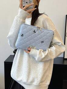 1 Túi đựng máy tính xách tay thêu nơ dễ thương cho học sinh 11 inch/13 inch/15 inch Túi đựng máy tính bảo vệ Túi đựng hồ sơ Túi đựng máy tính xách tay Túi đựng máy tính 11 13 15 inch Túi đựng bàn di động cho máy Mac Book dành cho bé gái & thiếu nữ & sinh viên đại học Túi đựng máy tính bảng 9-15 inch cho iPad Air 4 5 Pro 11 Mini 5 6 Túi đựng iPad chống sốc - Màu xanh lam - Xem 7