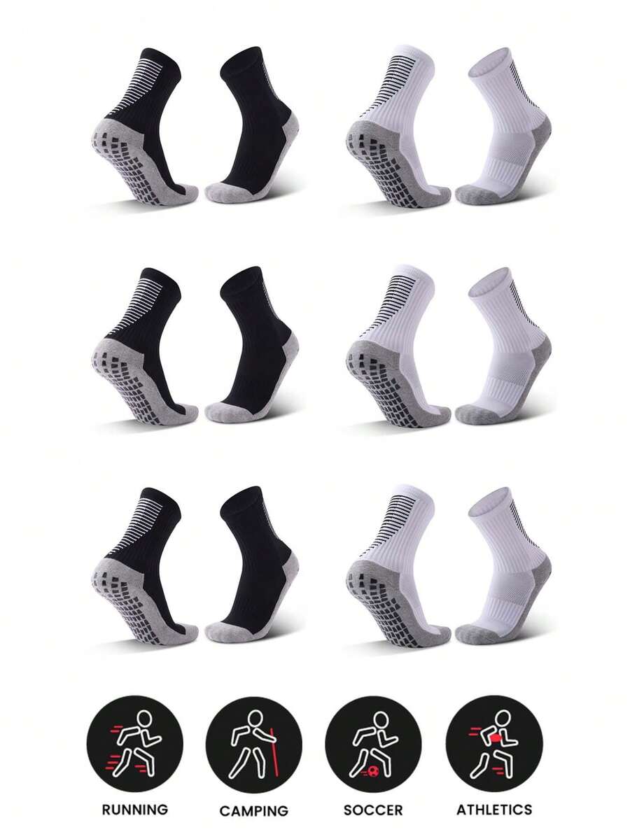 6 đôi tất bóng đá cao đến đầu gối chống trượt thoáng khí chuyên nghiệp cho tập luyện thể dục ngoài trời - Nhiều màu - Xem 1