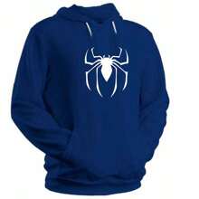 Men's Spider Sweatshirt Cotton Flannel Fabric Premium Line Thick Comfortable Various Colors - 藏蓝色 - 查看 2