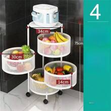 Drehbarer Gemüseständer, freistehender mehrstöckiger runder Korb aus Kohlenstoffstahl für Obst & Gemüse, Küchenregal zur Aufbewahrung