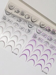 12 calcomanías de uñas francesas con degradado de varios colores - Calcomanías de uñas sencillas DIY para señoras y niñas - Multicolor - Ver 4