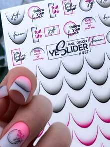12 calcomanías de uñas francesas con degradado de varios colores - Calcomanías de uñas sencillas DIY para señoras y niñas - Multicolor - Ver 7