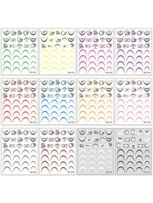 12 calcomanías de uñas francesas con degradado de varios colores - Calcomanías de uñas sencillas DIY para señoras y niñas - Multicolor - Ver 8